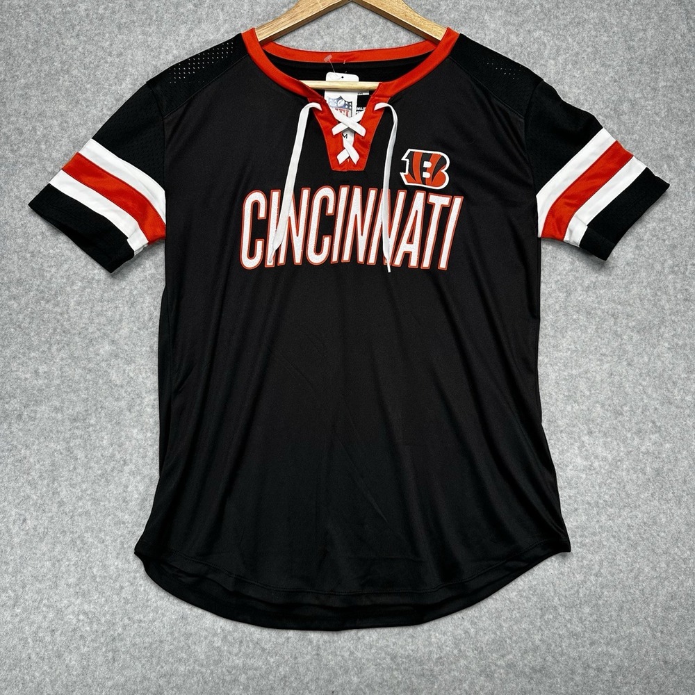 Fanatics Cincinnati Bengals Women's NFL Lace Up Jersey Black Orange Small‎ New